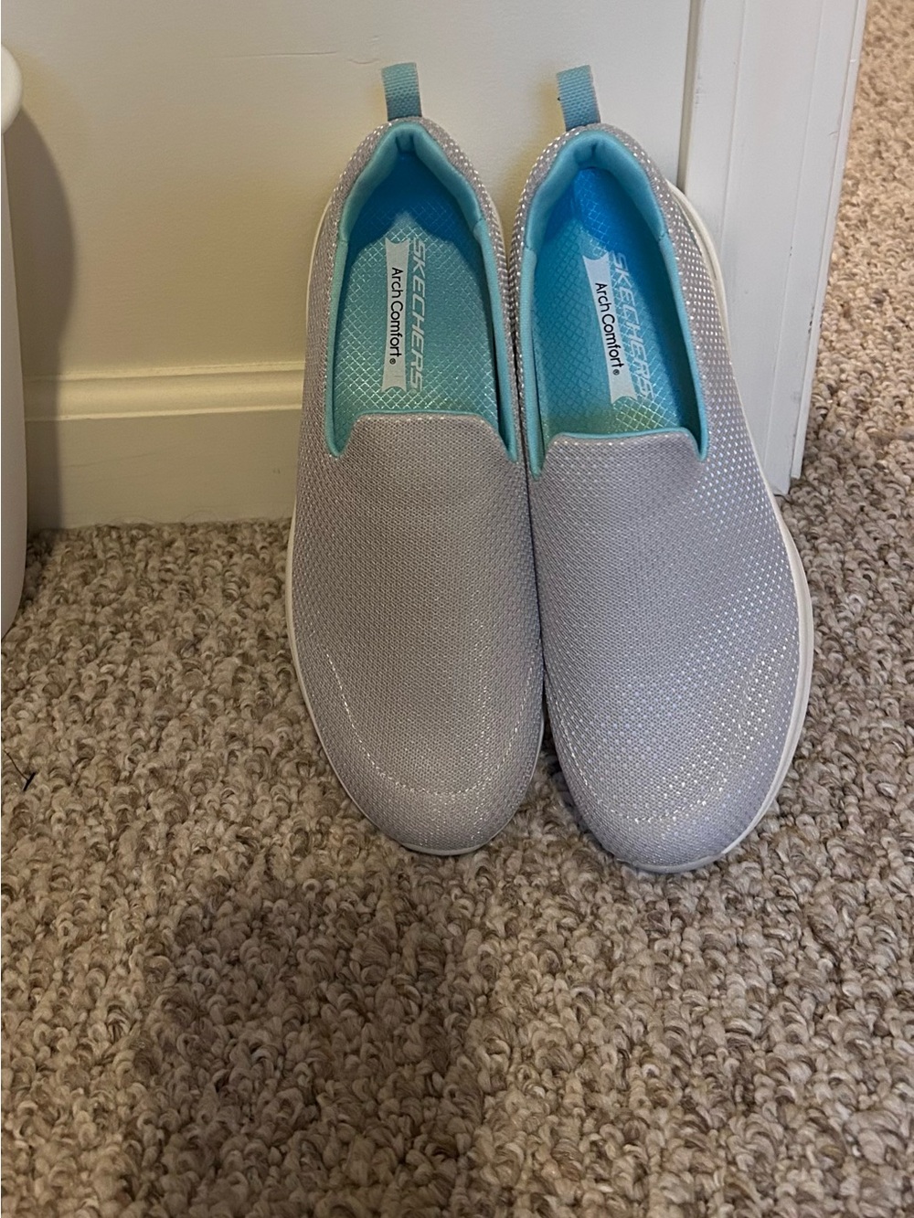 Skechers Slip-On Sneakers in Light Blue and Aqua